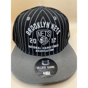 Brooklyn Nets Men's Cap Hat SnapBack Adjustable Black Stripes Onesize Ultra New